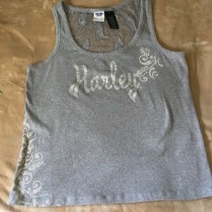Harley-Davidson Gray Tank with Silver Glitter Script
